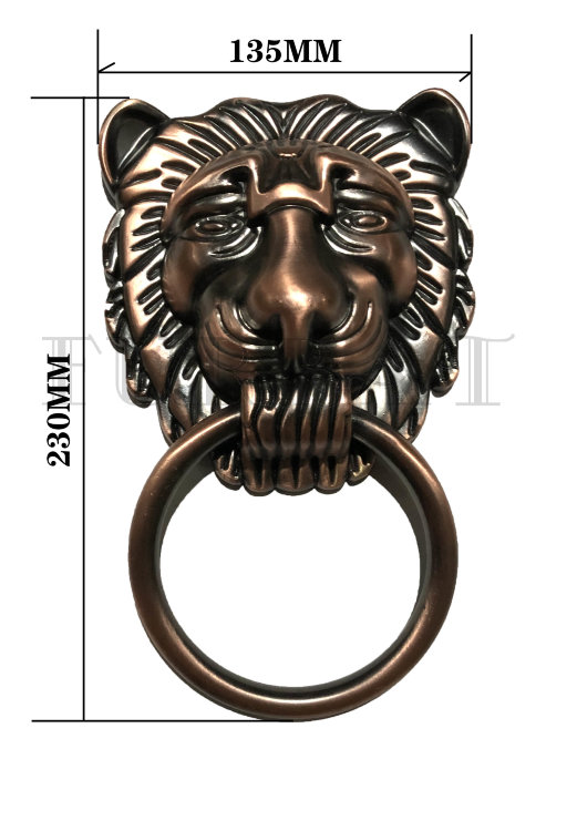 Дверная ручка стучалка "тигр" с кольцом арт.ZD-XL-1--220*140