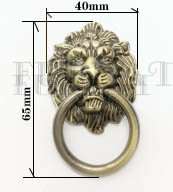 Мебельная ручка "лев" с кольцом LS-2002-65*40